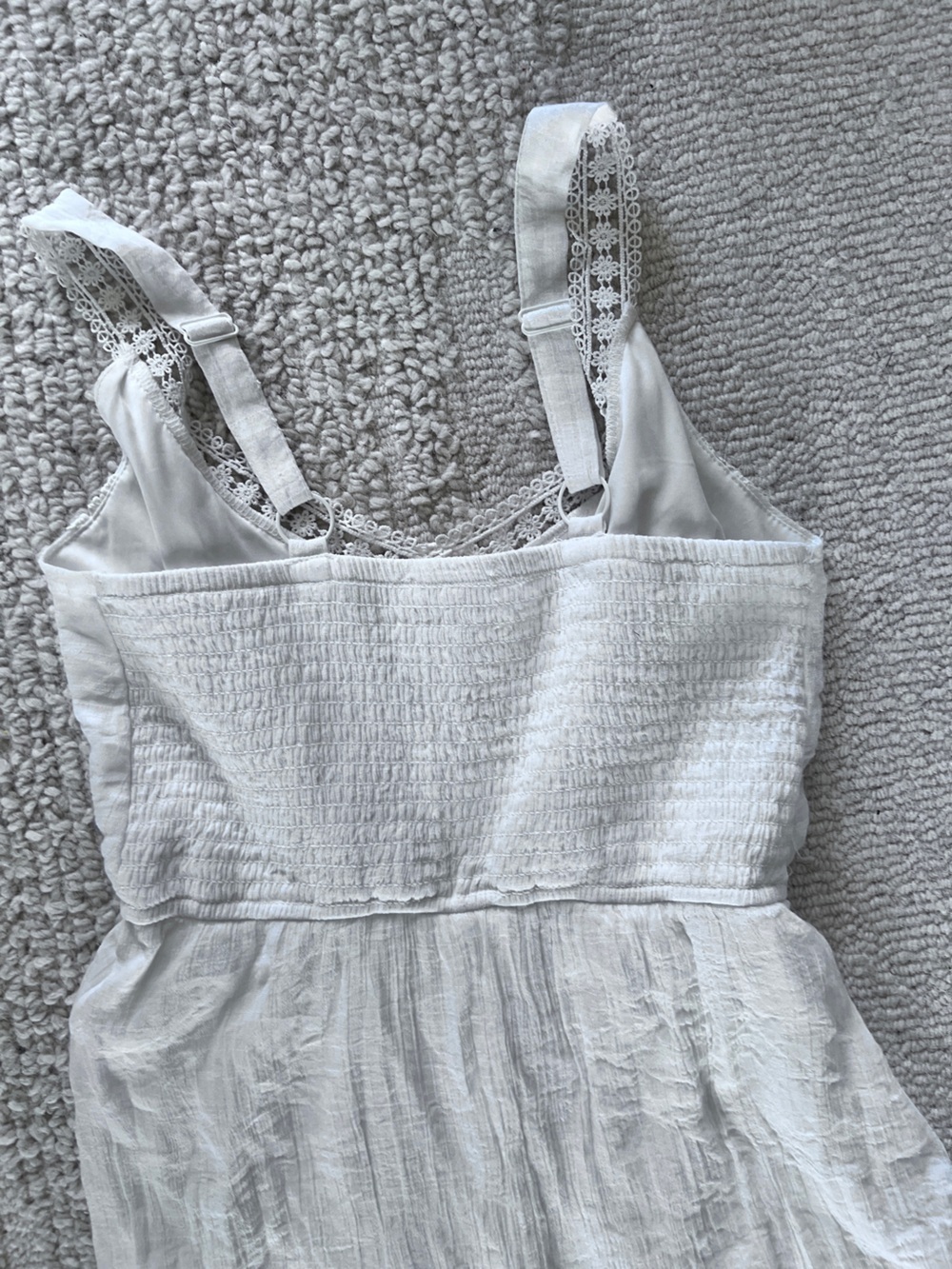 White Maxi Dress Button Front Crochet Boho Country Coastal Cottagecore Size M - Picture 7 of 14
